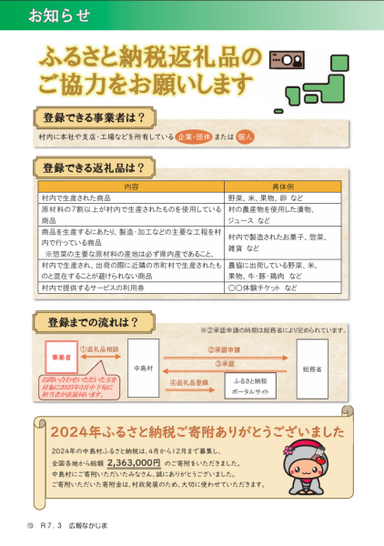 『ふるさと納税返礼品事業所募集（1）』の画像
